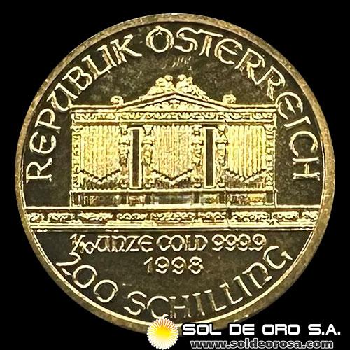 AUSTRIA - REPUBLIK OSTERREICH - 200 SCHILLING, 1998 - MONEDA DE ORO