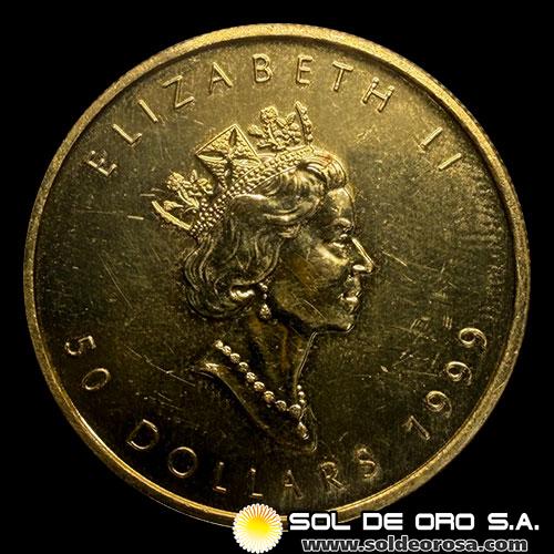CANADA - 50 DOLLARS, 1999 - 20 ANIVERSARIO DE LA HOJA DE MAPLE - ELIZABETH II - MONEDA DE ORO