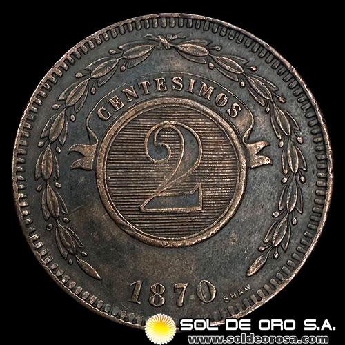 NUMIS - REPUBLICA DEL PARAGUAY - 2 CENTESIMOS - 1870 - MONEDA DE COBRE