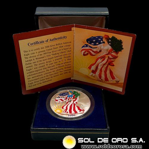 ESTADOS UNIDOS DE AMERICA - 1 DOLLAR, 2000 - LIBERTY - COLOURED - ONZA DE PLATA PURA