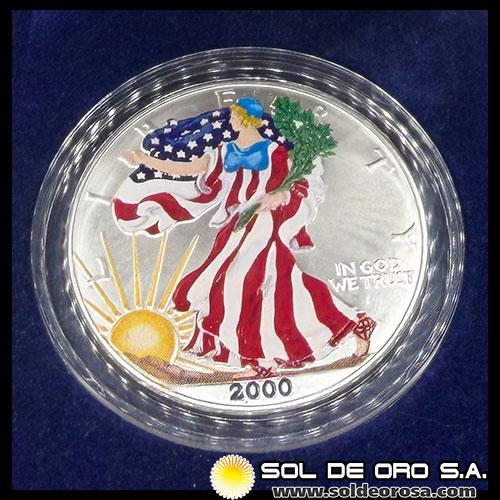 ESTADOS UNIDOS DE AMERICA - 1 DOLLAR, 2000 - LIBERTY - COLOURED - ONZA DE PLATA PURA