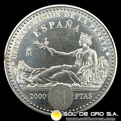 NA2 - ESPANHA - 2.000 PESETAS - 2001 - ULTIMA EMISION DE LA PESETA - MONEDA DE PLATA