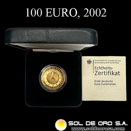 ALEMANIA - 100 EURO, 2002 - MONEDA DE ORO