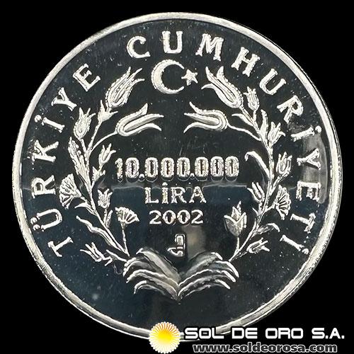 NA4 - TURQUIA - 10.000.000 LIRA, 2002 - MONEDA DE PLATA