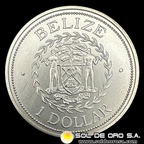 NA1 - BELIZE - 1 DOLLAR, 2002 - MAYAN KING - MONEDA DE PLATA