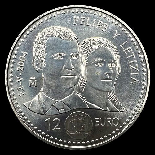NA2 - ESPAÑA - 12 EUROS - 2004 - BODA DE FELIPE Y LETIZIA - MONEDA DE PLATA