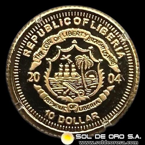 354 - REPUBLICA DE LIBERIA - 10 DOLLARS, 2004 - TEAM PARAGUAY - ALEMANIA 2006 - MONEDA DE ORO