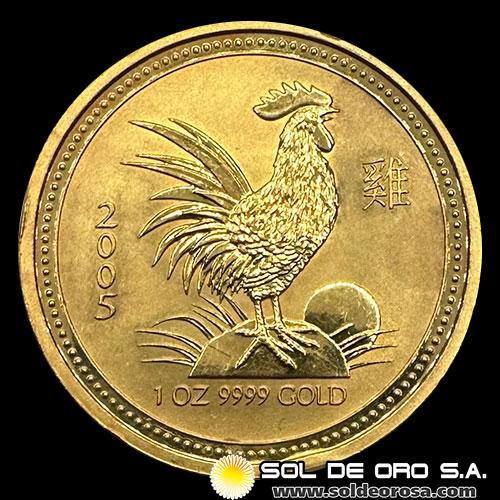 AUSTRALIA - 100 DOLLARS, 2005 - YEAR OF THE ROOSTER - MONEDA DE ORO