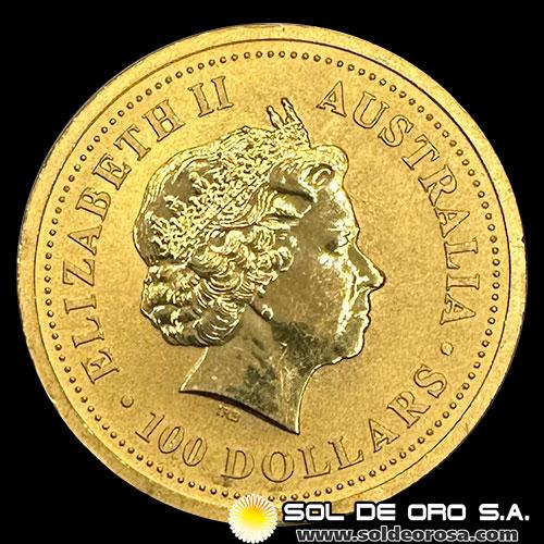 AUSTRALIA - 100 DOLLARS, 2005 - YEAR OF THE ROOSTER - MONEDA DE ORO