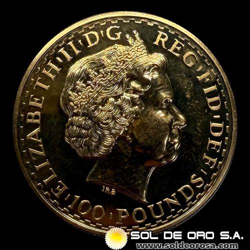INGLATERRA - 100 POUNDS, 2007 - ELIZABETH II - MONEDA DE ORO