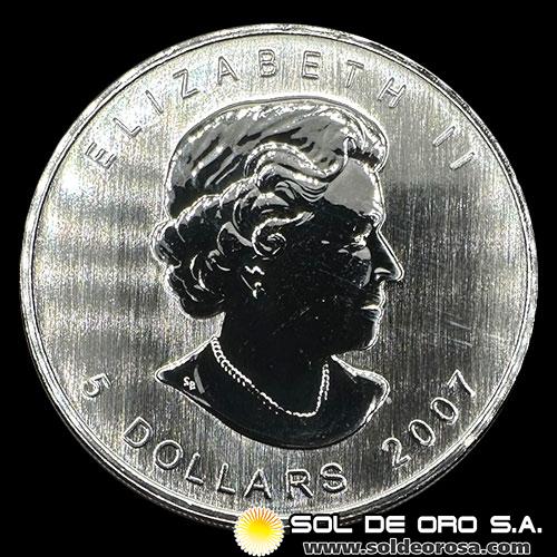 CANADA - 5 DOLLARS - MAPLE - ELIZABETH II - TUBO DE 20 ONZAS DE PLATA PURA