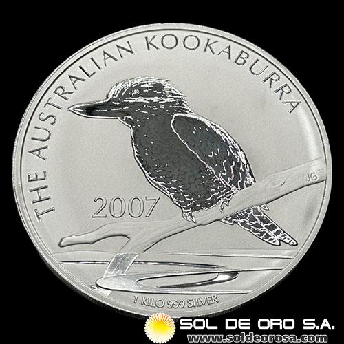 AUSTRALIA - 30 DOLLARS, 2007 - AUSTRALIAN KOOKABURRA - MONEDA DE PLATA