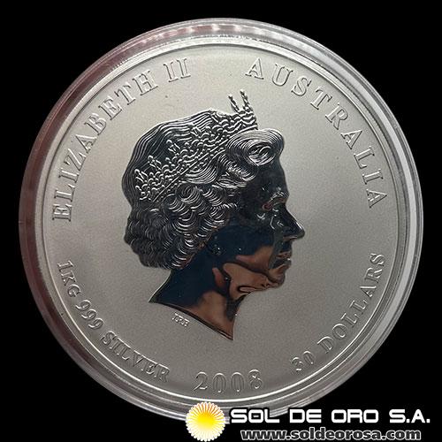 AUSTRALIA - 30 DOLLARS, 2008 - YEAR OF THE MOUSE - MONEDA DE PLATA