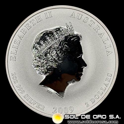 AUSTRALIA - 2 DOLLARS, 2009 - YEAR OF THE OX - 2 OUNCES - MONEDA DE PLATA