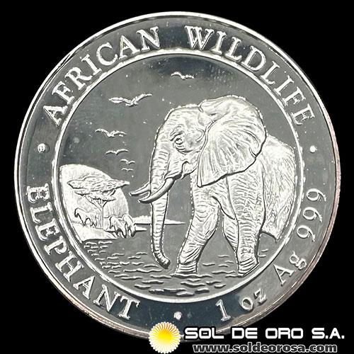 REPUBLICA DE SOMALIA - 100 SHILLING, 2010 - AFRICAN WILDLIFE - TUBO DE 20 ONZAS DE PLATA