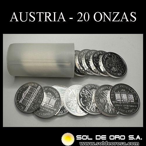 AUSTRIA - REPUBLIK OSTERREICH - 1,50 EURO, 2009 - TUBO DE 20 ONZAS DE PLATA 999