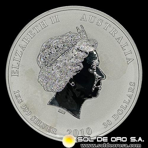 AUSTRALIA - 30 DOLLARS, 2010 - YEAR OF THE TIGER - MONEDA DE PLATA