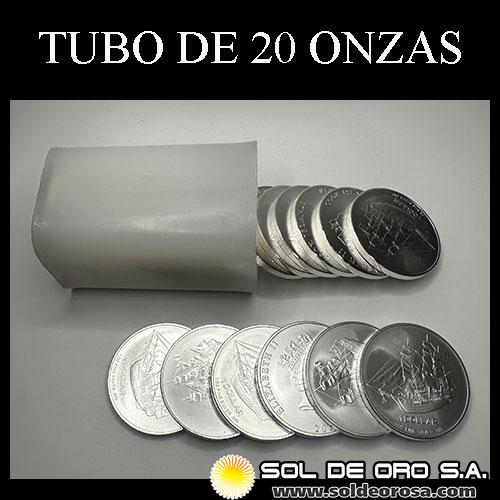 COOK ISLANDS - 1 DOLLAR, 2010 - BUQUE BOUNTY - TUBO DE 20 ONZAS DE PLATA