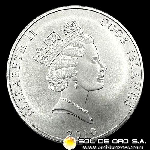 COOK ISLANDS - 1 DOLLAR, 2010 - BUQUE BOUNTY - TUBO DE 20 ONZAS DE PLATA