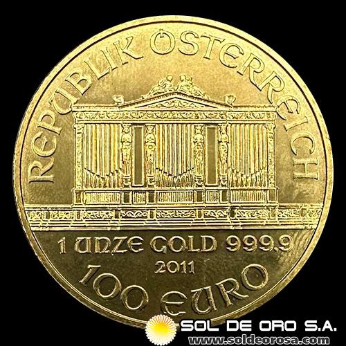 AUSTRIA - REPUBLIK OSTERREICH - 100 EURO, 2011 - MONEDA DE ORO