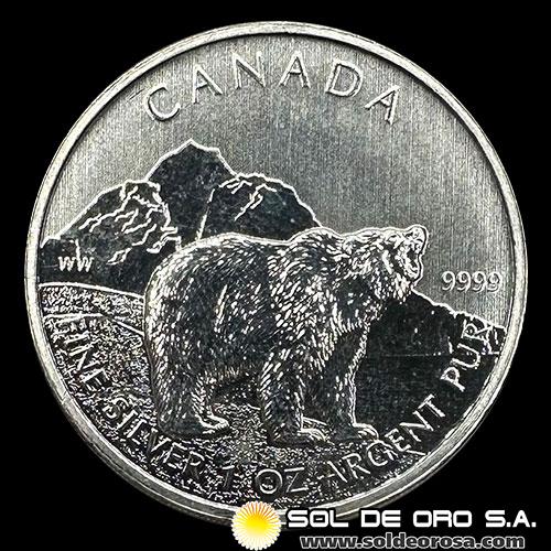 CANADA - 5 DOLLARS, 2011 - BEAR - ELIZABETH II - ONZA DE PLATA