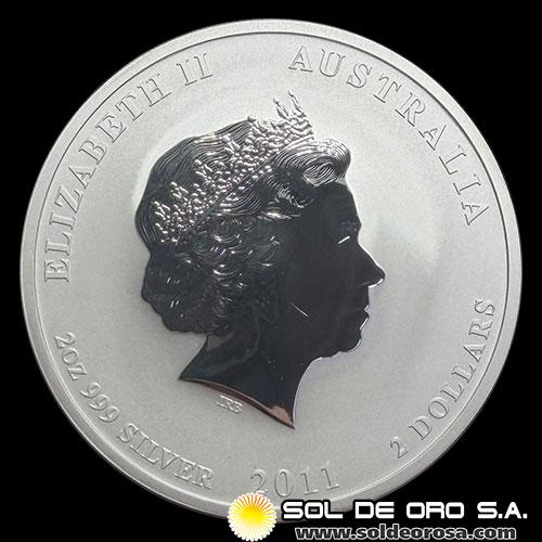 AUSTRALIA - 2 DOLLARS, 2011 - YEAR OF THE RABBIT - 2 OUNCES - MONEDA DE PLATA