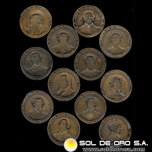 REPUBLICA DEL PARAGUAY - SET PROCERES DE LA INDEPENDENCIA - 2011 - MEDALLAS CONMEMORATIVAS