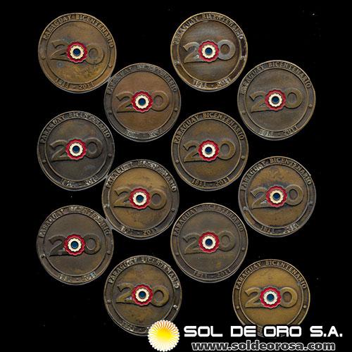 REPUBLICA DEL PARAGUAY - SET PROCERES DE LA INDEPENDENCIA - 2011 - MEDALLAS CONMEMORATIVAS