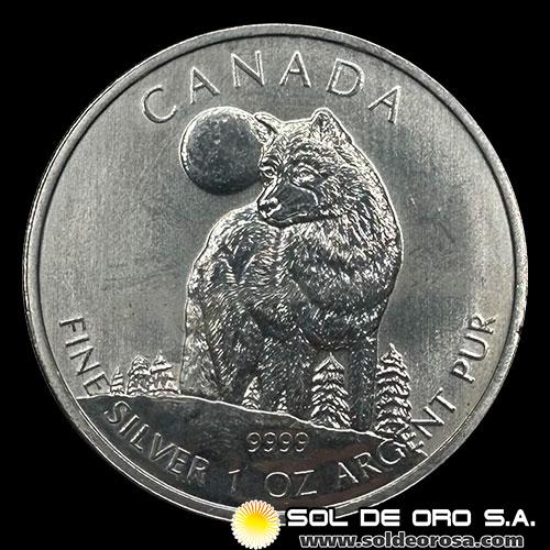 CANADA - 5 DOLLARS, 2011 - WOLF - MONEDA DE PLATA