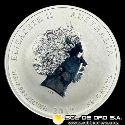 AUSTRALIA - 50 CENTS, 2012 - YEAR OF THE DRAGON - MONEDA DE PLATA