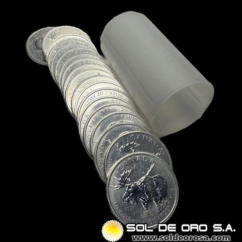 CANADA - MOOSE - 5 DOLLARS, 2012 - ELIZABETH II - TUBO DE 20 ONZAS DE PLATA PURA