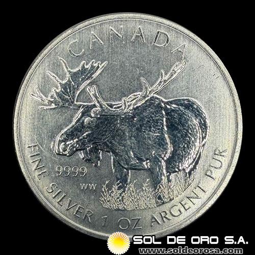 CANADA - MOOSE - 5 DOLLARS, 2012 - ELIZABETH II - TUBO DE 20 ONZAS DE PLATA PURA