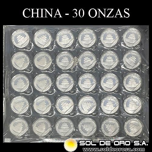 CHINA - PANDA 1 oz., 10 YUAN - 2012 - 30 UNIDADES ENCAPSULADAS Y SELLADAS - MONEDAS DE PLATA 999.9