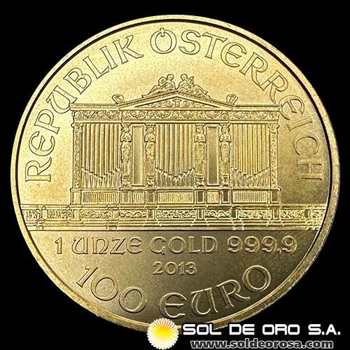 AUSTRIA - REPUBLIK OSTERREICH - 100 EURO, 2013 - MONEDA DE ORO