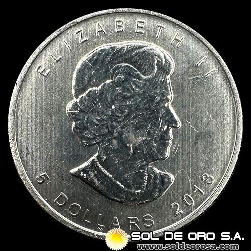 CANADA - 5 DOLLARS, 2013 - ELIZABETH II - TUBO DE 25 ONZAS DE PLATA