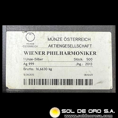 AUSTRIA - REPUBLIK OSTERREICH - 1,50 EURO, 2013 - CAJA DE 500 ONZAS DE PLATA PURA