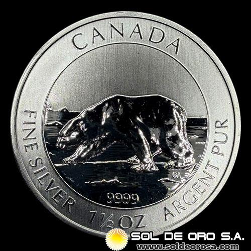CANADA - 8 DOLLARS, 2013 - CANADIAN BEAR - 1 1/2 ONZAS - TUBO DE 22,5 ONZAS