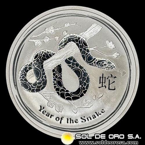 AUSTRALIA - 2 DOLLARS, 2013 - YEAR OF THE SNAKE - 2 OUNCES - MONEDA DE PLATA