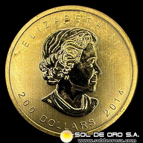 CANADA - 200 DOLLARS, 2014 - CANADIAN WOLF - MONEDA DE ORO