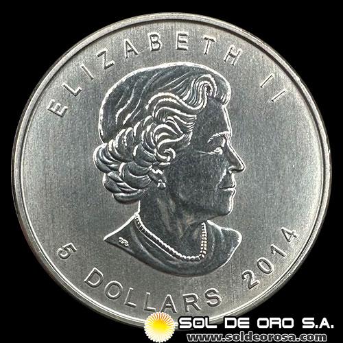 CANADA - 5 DOLLARS, 2014 - EAGLE - ELIZABETH II - ONZA DE PLATA