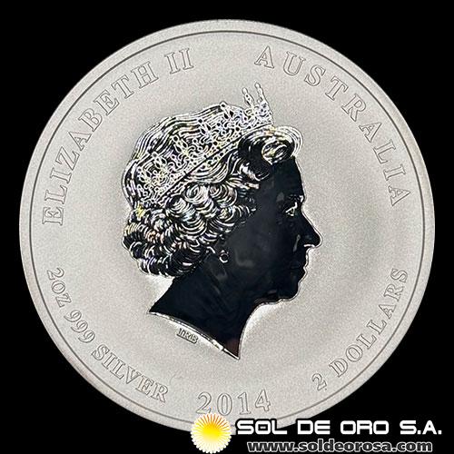 AUSTRALIA - 2 DOLLARS, 2014 - YEAR OF THE HORSE - 2 OUNCES - MONEDA DE PLATA