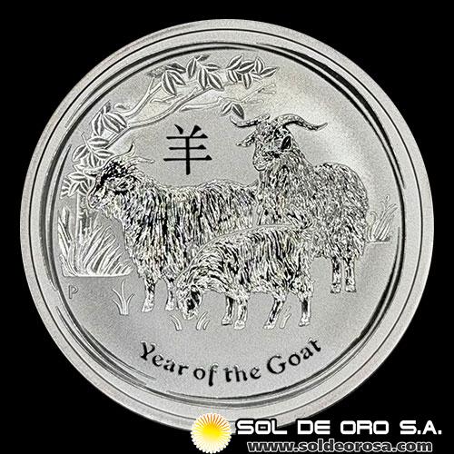 AUSTRALIA - 2 DOLLARS, 2015 - YEAR OF THE GOAT - 2 OUNCES - MONEDA DE PLATA