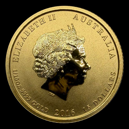 AUSTRALIA - 1/10 oz., 15 DOLLARS - 2016 - YEAR OF THE MONKEY - MONEDA DE ORO