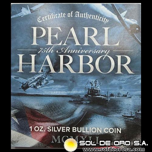 TUVALU - 1 DOLLAR, 2016 - 75 ANIVERSARIO DE PEARL HARBOR - MONEDA DE PLATA