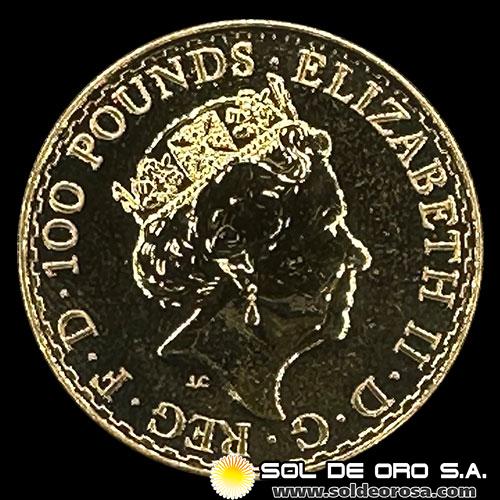 INGLATERRA - 100 POUNDS, 2017 - MONEDA DE ORO