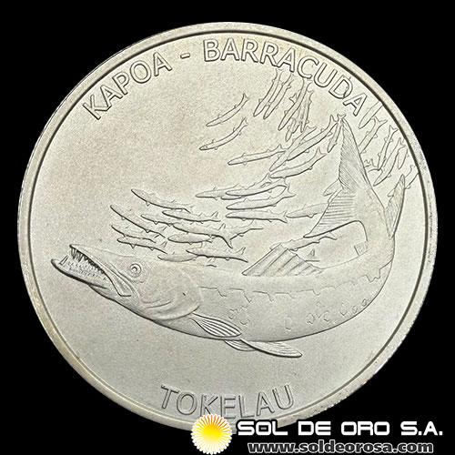 TOKELAU - 5 DOLLARS, 2017 - KAPOA - BARRACUDA - MONEDA DE PLATA