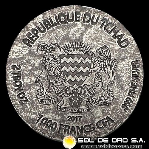 REPUBLICA DE CHAD - 1.000 FRANCS CFA, 2017 - RAMESSES II - MONEDA DE PLATA