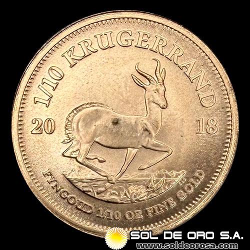 SUDAFRICA - 1/10 oz., KRUGERRAND - 2018 - MONEDA DE ORO