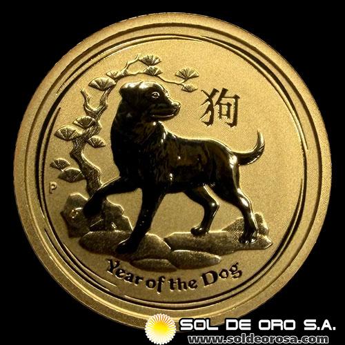 AUSTRALIA - 1/10 oz., 15 DOLLARS - 2018 - YEAR OF THE DOG - MONEDA DE ORO