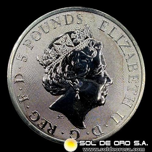 INGLATERRA - 5 POUNDS, 2018 - BLACKBULL OF CLARENCE - 2 OUNCES - MONEDA DE PLATA